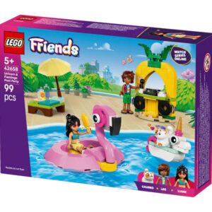 lego friends 42658 medencés buli flamingóval és egyszarvúval