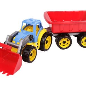 műanyag traktor utánfutóval 65 cm, többféle