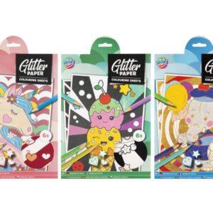 csillogós kifestő, a4, 6 lap, 3 féle