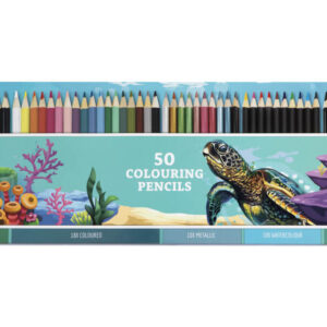 színes ceruzák fém dobozban, 50 db