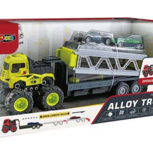 lendkerekes tréler 2 db fém autóval