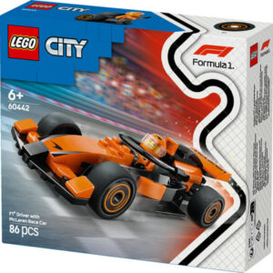 lego city 60442 f1 es pilóta mclaren versenyautóval