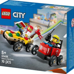 lego city great vehicles 60458 pizzásautó vs. tűzoltóautó, versenyautós csomag