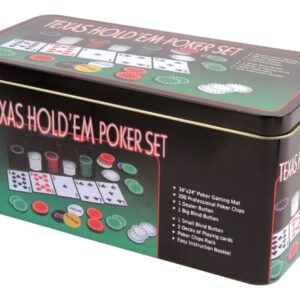 pókerkészlet fémdobozban 200 darab zsetonnal