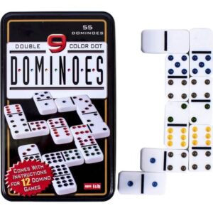 dominó 55 darabos készlet fémdobozban
