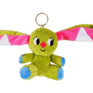 kockásfülű nyúl ülő kulcstartó plüssfigura 9 cm