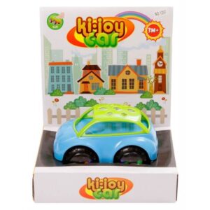 készségfejlesztő bébi kisautó kék zöld, 13 cm