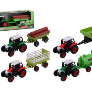 fém traktor utánfutóval 22 cm, többféle