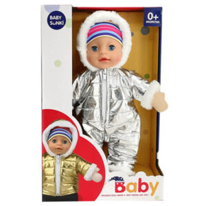 beszélő baba kabátban, 30 cm