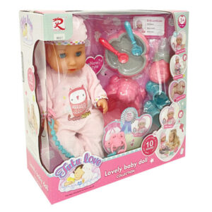 pisilős, hangot adó lánybaba kiegészítőkkel