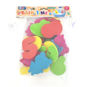 szivacs fürdőjáték hálóban, számok és cicák, 25 db