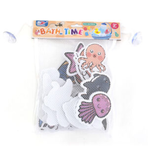 szivacs fürdőjáték hálóban, tengeri állatok és dínók, 18 db