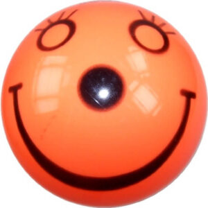 mosolygó lakkfényű gumilabda narancssárga, 11 cm