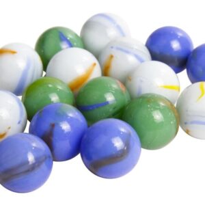 Üveggolyó 50 darabos 16 mm, kék zöld fehér