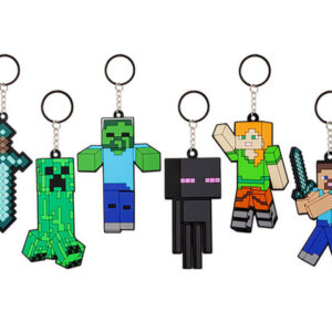 minecraft kulcstartó 8 cm puha figurával, 6 féle