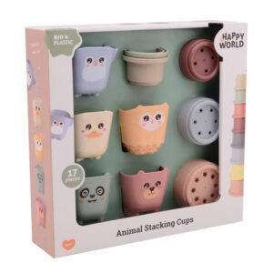 happy world bio műanyag toronyépítő és vördöcskék